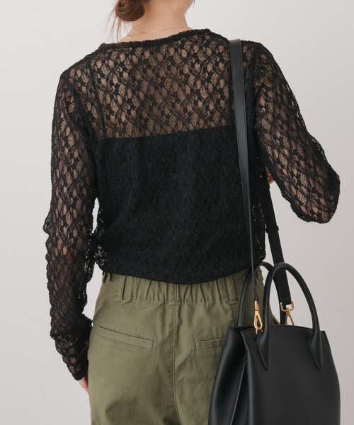 Spick & Span（スピックアンドスパン）の「《追加》ストレッチレースクルーネックプルオーバー（Tシャツ/カットソー・レディース・アイボリー/ブラック・FREE）」の14枚目の写真