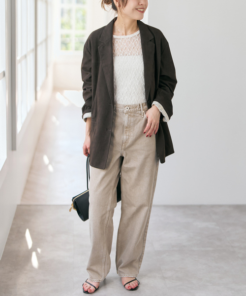 Spick & Span（スピックアンドスパン）の「《追加》ストレッチレースクルーネックプルオーバー（Tシャツ/カットソー・レディース・アイボリー/ブラック・FREE）」の21枚目の写真