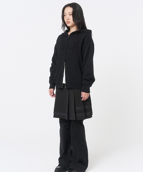 Miseki SEOUL(ミセキソウル)の「LOGO KNIT HOODIE ZIP-UP(パーカー・レディース・ブラック・OS)」の10枚目の写真
