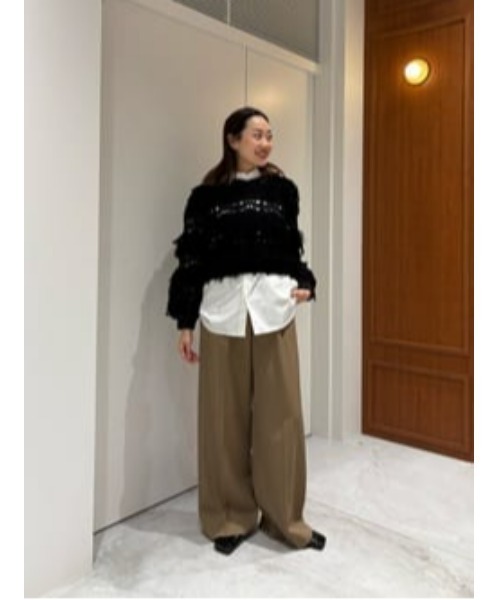 boussole（ブソル）の「BOUSSOLE / フリンジニットプルオーバー（ニット/セーター・レディース・オフホワイト/ブラック・FREE）」の7枚目の写真