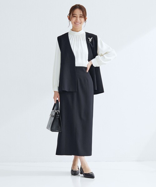 green label relaxing（グリーンレーベルリラクシング）の「［size SHORTあり］fleurie(フルリー) タイト スカート（スカート・レディース・ベージュ/ネイビー/オフホワイト/ブラック・SHORT/36/38）」の7枚目の写真