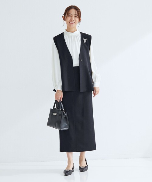 green label relaxing（グリーンレーベルリラクシング）の「［size SHORTあり］fleurie(フルリー) タイト スカート（スカート・レディース・ベージュ/ネイビー/オフホワイト/ブラック・SHORT/36/38）」の8枚目の写真