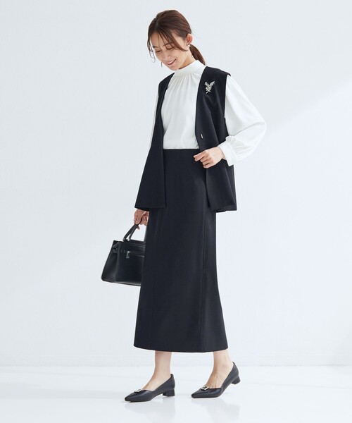 green label relaxing（グリーンレーベルリラクシング）の「［size SHORTあり］fleurie(フルリー) タイト スカート（スカート・レディース・ベージュ/ネイビー/オフホワイト/ブラック・SHORT/36/38）」の9枚目の写真