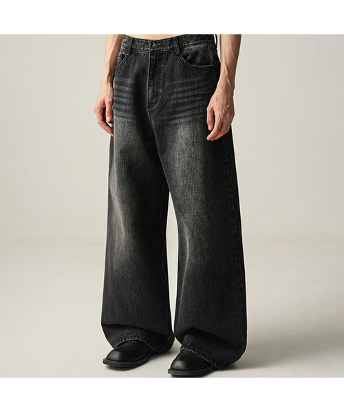 Snap Wide Denim Pants BLACK（デニムパンツ）｜AVANDRESS（アバン