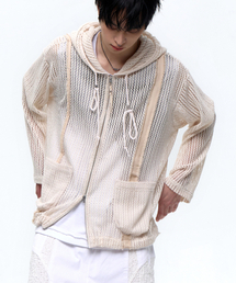 RSSC（アールエスエスシー）の「DENIM PATCHED KNIT HOOD ZIP UP - IVORY（パーカー）」