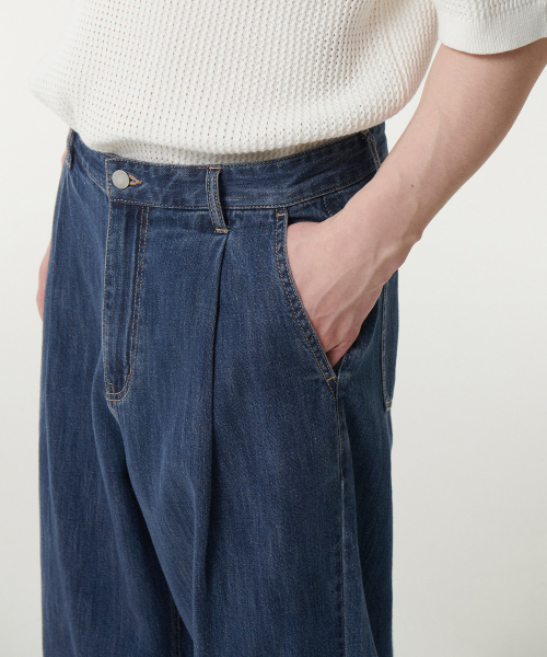 MUSINSA STANDARD（ムシンサスタンダード）の「リネンライクセミバルーンデニムパンツ[ミディアムインディゴ]（デニムパンツ・メンズ・その他・31/33/26/27/28/29/38/36/34/32/30）」の6枚目の写真