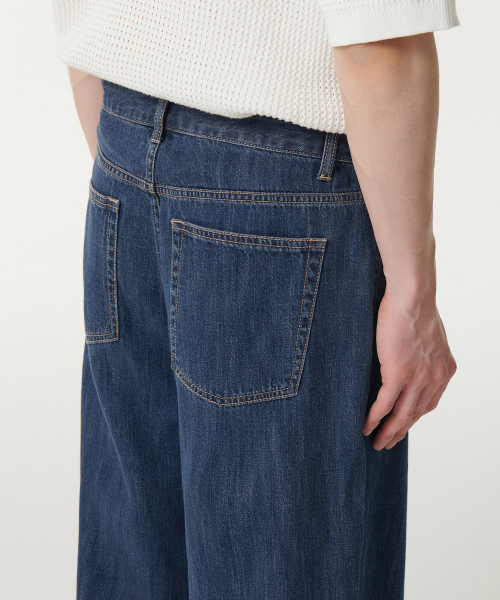 MUSINSA STANDARD（ムシンサスタンダード）の「リネンライクセミバルーンデニムパンツ[ミディアムインディゴ]（デニムパンツ・メンズ・その他・31/33/26/27/28/29/38/36/34/32/30）」の7枚目の写真