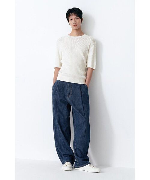 MUSINSA STANDARD（ムシンサスタンダード）の「リネンライクセミバルーンデニムパンツ[ミディアムインディゴ]（デニムパンツ・メンズ・その他・31/33/26/27/28/29/38/36/34/32/30）」の16枚目の写真