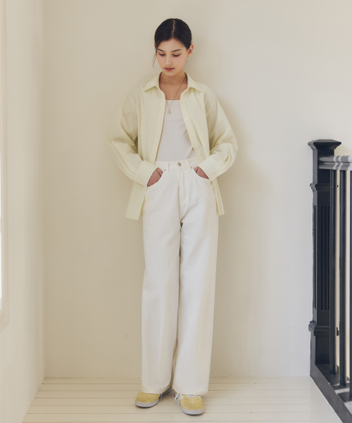 ZEROSTREET（ゼロストリート）の「[2カラー] アーモンドワイドデニムパンツ（その他パンツ・レディース・Cream/ホワイト・MEDIUM/SMALL/LARGE）」の3枚目の写真