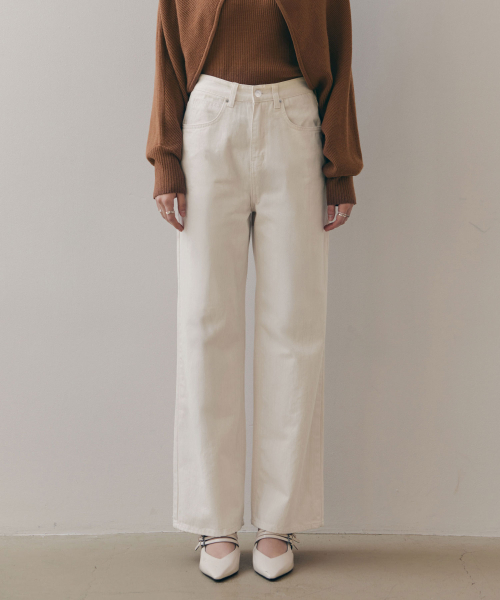 ZEROSTREET（ゼロストリート）の「[2カラー] アーモンドワイドデニムパンツ（その他パンツ・レディース・Cream/ホワイト・MEDIUM/SMALL/LARGE）」の5枚目の写真