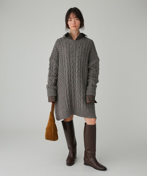 BABYLONE(バビロン)の「ネオケーブルミニワンピース(ワンピース・レディース・オフホワイト/グレー・フリー)」の1枚目の写真