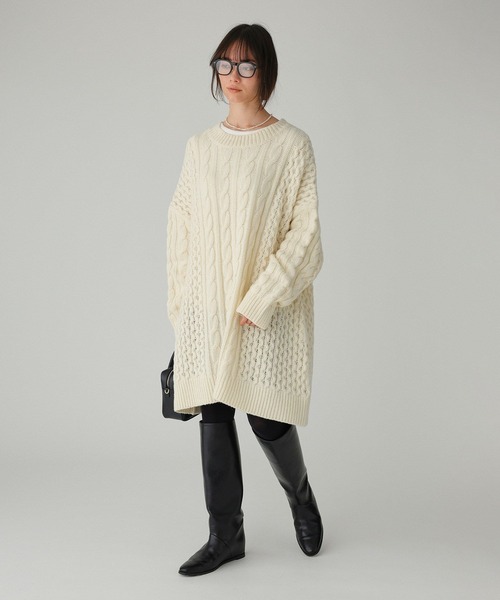 BABYLONE(バビロン)の「ネオケーブルミニワンピース(ワンピース・レディース・オフホワイト/グレー・フリー)」の3枚目の写真