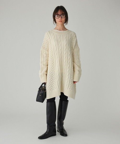 BABYLONE(バビロン)の「ネオケーブルミニワンピース(ワンピース・レディース・オフホワイト/グレー・フリー)」の4枚目の写真