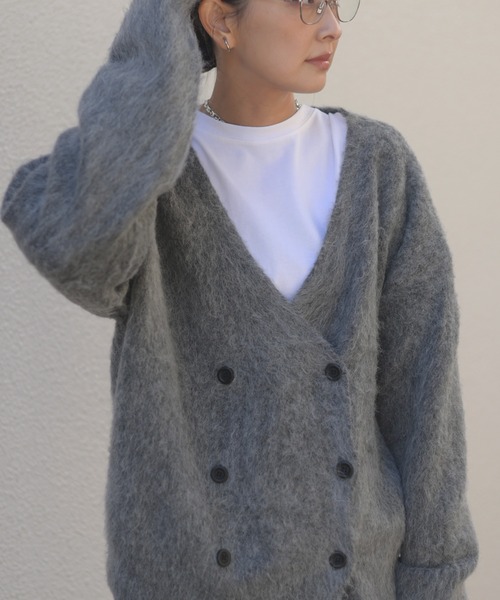 Marient（マリエント）の「シャギーダブルニットCD（カーディガン/ボレロ・レディース・グレー/ベージュ/ライトグレー・FREE）」の6枚目の写真