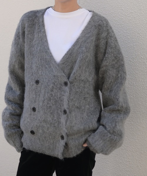 Marient（マリエント）の「シャギーダブルニットCD（カーディガン/ボレロ・レディース・グレー/ベージュ/ライトグレー・FREE）」の7枚目の写真