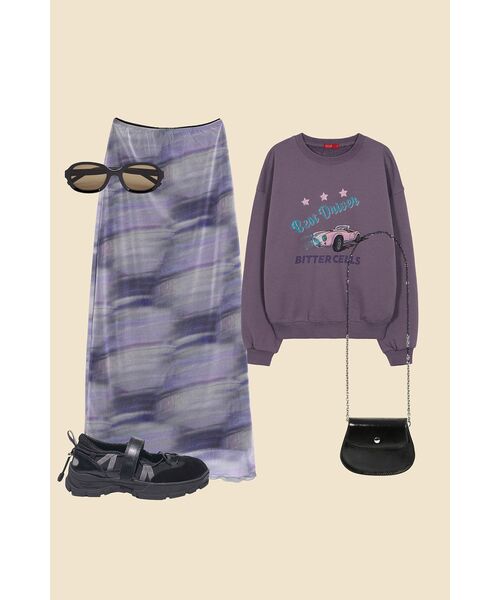 HIGH SCHOOL DISCO(ハイスクールディスコ)の「FOG LONG MESH SKIRT_PURPLE(スカート・レディース・その他・FREE)」の3枚目の写真