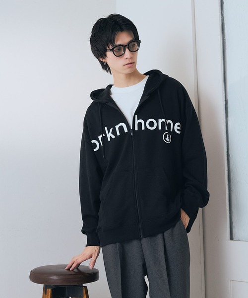 brknhome(ブロークンホーム)の「【BRKNHOME/ブロークンホーム】【シンプルロゴで着まわしやすい】カレッジロゴ プリント フルジップ スウェットパーカー カジュアル ストリート ユニセックス(パーカー・メンズ・ブラック/杢グレー・MEDIUM/LARGE)」の18枚目の写真