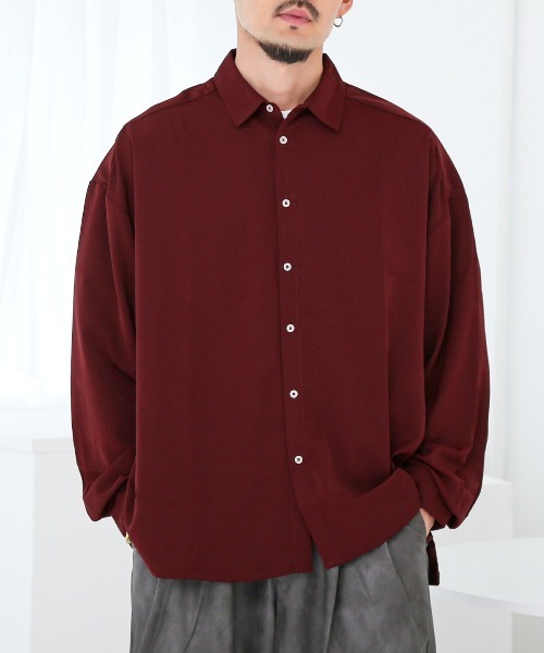 LUXSTYLE(ラグスタイル)の「バルーンスリーブ長袖シャツ(シャツ/ブラウス・メンズ・ブラウン/スミクロ/ブラック/バーガンディー/ホワイト・M/L)」の5枚目の写真