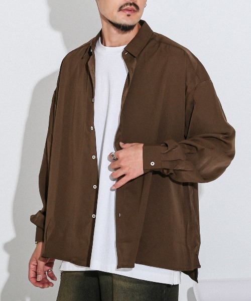 LUXSTYLE(ラグスタイル)の「バルーンスリーブ長袖シャツ(シャツ/ブラウス・メンズ・ブラウン/スミクロ/ブラック/バーガンディー/ホワイト・M/L)」の4枚目の写真