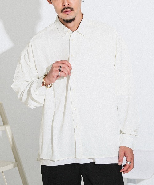 LUXSTYLE(ラグスタイル)の「バルーンスリーブ長袖シャツ(シャツ/ブラウス・メンズ・ブラウン/スミクロ/ブラック/バーガンディー/ホワイト・M/L)」の1枚目の写真