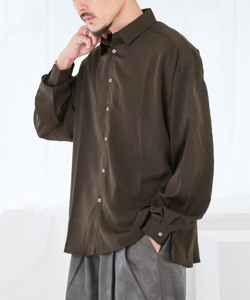 LUXSTYLE(ラグスタイル)の「バルーンスリーブ長袖シャツ(シャツ/ブラウス・メンズ・ブラウン/スミクロ/ブラック/バーガンディー/ホワイト・M/L)」の3枚目の写真