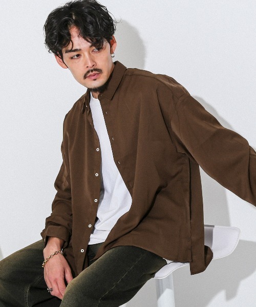 LUXSTYLE(ラグスタイル)の「バルーンスリーブ長袖シャツ(シャツ/ブラウス・メンズ・ブラウン/スミクロ/ブラック/バーガンディー/ホワイト・M/L)」の10枚目の写真