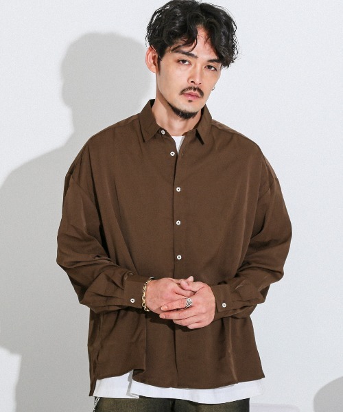 LUXSTYLE(ラグスタイル)の「バルーンスリーブ長袖シャツ(シャツ/ブラウス・メンズ・ブラウン/スミクロ/ブラック/バーガンディー/ホワイト・M/L)」の11枚目の写真