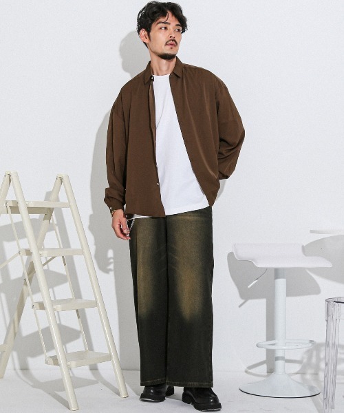 LUXSTYLE(ラグスタイル)の「バルーンスリーブ長袖シャツ(シャツ/ブラウス・メンズ・ブラウン/スミクロ/ブラック/バーガンディー/ホワイト・M/L)」の12枚目の写真