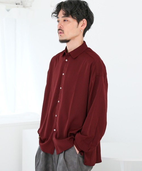 LUXSTYLE(ラグスタイル)の「バルーンスリーブ長袖シャツ(シャツ/ブラウス・メンズ・ブラウン/スミクロ/ブラック/バーガンディー/ホワイト・M/L)」の13枚目の写真
