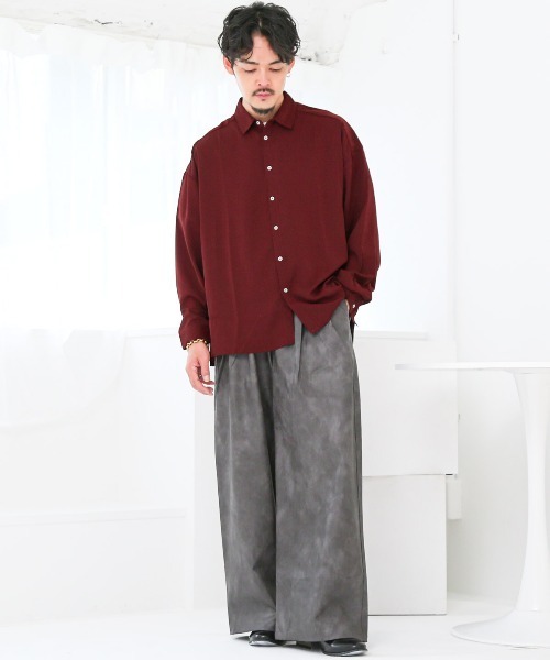 LUXSTYLE(ラグスタイル)の「バルーンスリーブ長袖シャツ(シャツ/ブラウス・メンズ・ブラウン/スミクロ/ブラック/バーガンディー/ホワイト・M/L)」の15枚目の写真