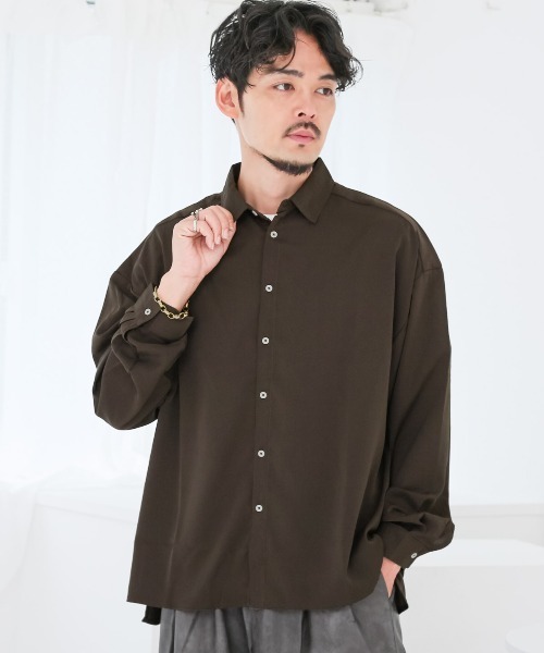 LUXSTYLE(ラグスタイル)の「バルーンスリーブ長袖シャツ(シャツ/ブラウス・メンズ・ブラウン/スミクロ/ブラック/バーガンディー/ホワイト・M/L)」の16枚目の写真