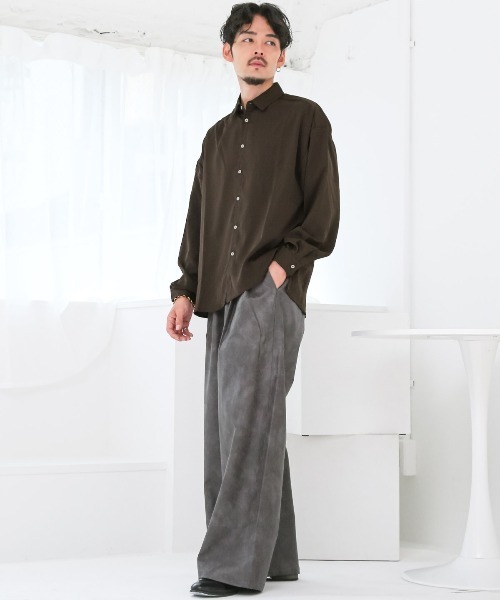 LUXSTYLE(ラグスタイル)の「バルーンスリーブ長袖シャツ(シャツ/ブラウス・メンズ・ブラウン/スミクロ/ブラック/バーガンディー/ホワイト・M/L)」の17枚目の写真