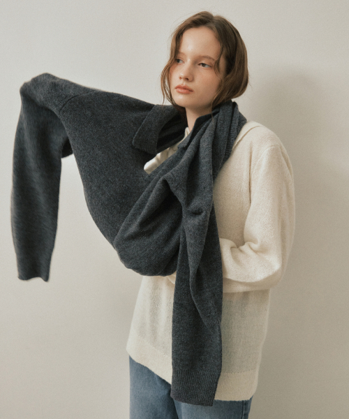 WEDNESDAYOASISFORWOMEN（ウェンズデー オアシス フォー ウーマン）の「W/アッシュオープンカラーウールニット_IVORY(WC25-KN82)（ニット/セーター・レディース・アイボリー・MEDIUM/LARGE）」の3枚目の写真