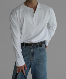 BOWLOW PRODUCT（バウロープロダクト）の「Panel Henley Neck Long Sleeve T-Shirt [Ivory]（Tシャツ/カットソー）」