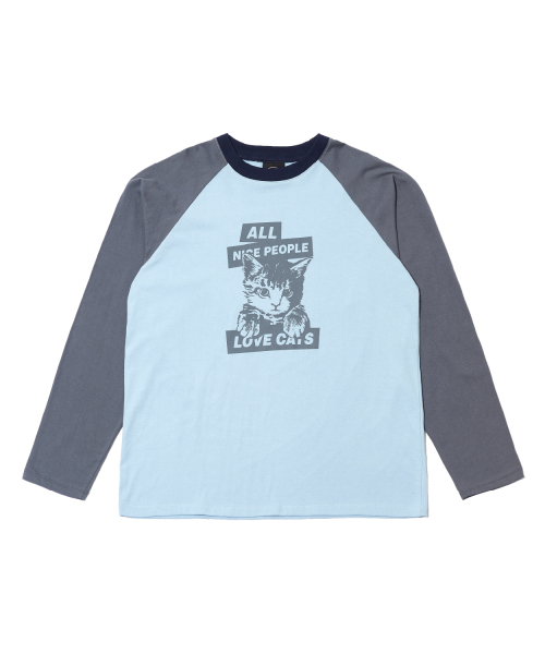 ITZAVIBE(イッザバイブ)の「NICE PEOPLE LOVE CATS RAGLAN LONG SLEEVE - SKY BLUE(Tシャツ/カットソー・レディース・その他・MEDIUM/LARGE)」の2枚目の写真