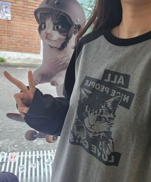 ITZAVIBE(イッザバイブ)の「NICE PEOPLE LOVE CATS RAGLAN LONG SLEEVE - SKY BLUE(Tシャツ/カットソー・レディース・その他・MEDIUM/LARGE)」の15枚目の写真