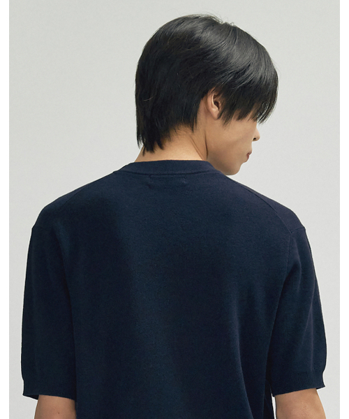 WORK ON BODY OFF（ワークオンボディオフ）の「[ウォッシャブル] マルセルコットンベーシック半袖ニット [ネイビー]（Tシャツ/カットソー・メンズ・ネイビー・X-LARGE/LARGE/MEDIUM）」の5枚目の写真