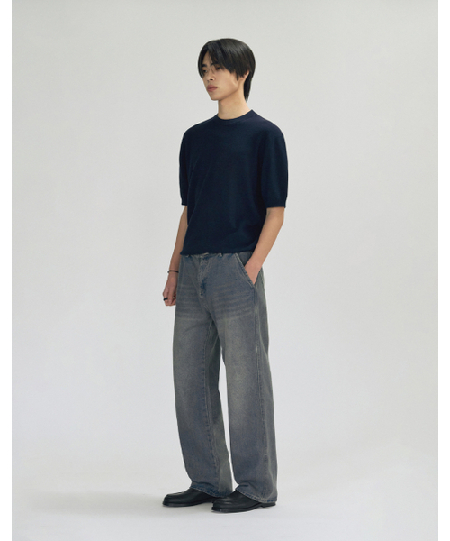 WORK ON BODY OFF（ワークオンボディオフ）の「[ウォッシャブル] マルセルコットンベーシック半袖ニット [ネイビー]（Tシャツ/カットソー・メンズ・ネイビー・X-LARGE/LARGE/MEDIUM）」の7枚目の写真