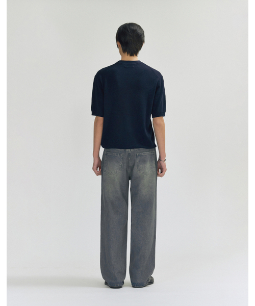 WORK ON BODY OFF（ワークオンボディオフ）の「[ウォッシャブル] マルセルコットンベーシック半袖ニット [ネイビー]（Tシャツ/カットソー・メンズ・ネイビー・X-LARGE/LARGE/MEDIUM）」の8枚目の写真
