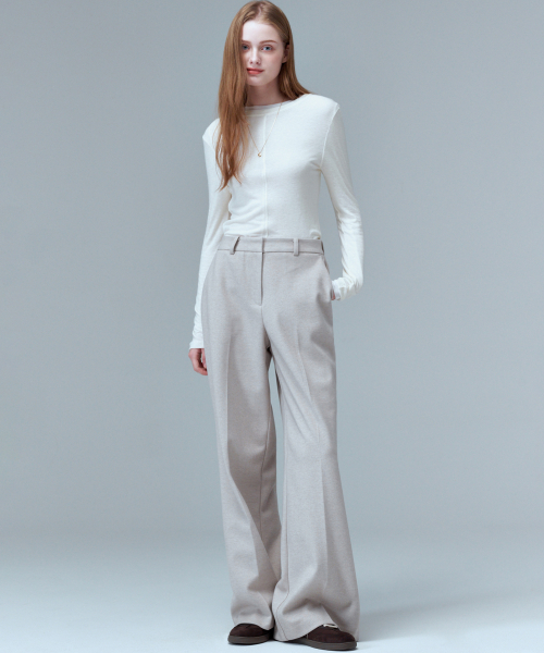 MALOUPE(マロップ)の「2166 ヘビー起毛ワイドパンツ(ベージュ)(スラックス・レディース・ベージュ・26/28/30)」の5枚目の写真