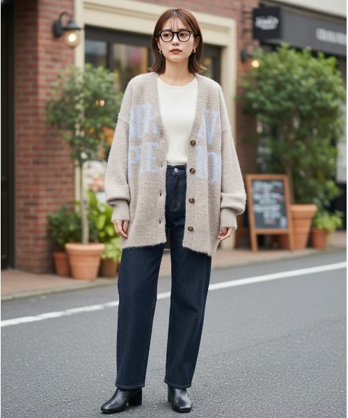 Muscat(マスカット)の「ケガキロゴニットカーディガン(カーディガン/ボレロ・レディース・ピンク/ブラウン・F)」の3枚目の写真