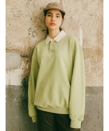 ESN（イーエスエヌ）の「コットンカラー配色スウェットシャツオリーブ（スウェット）」