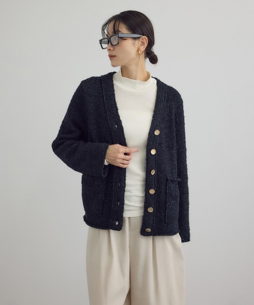 SALON adam et rope'(サロン アダム エ ロペ)の「Vネックジャケットカーディガン(カーディガン/ボレロ・レディース・オフホワイト/ブラック・FREE)」の21枚目の写真