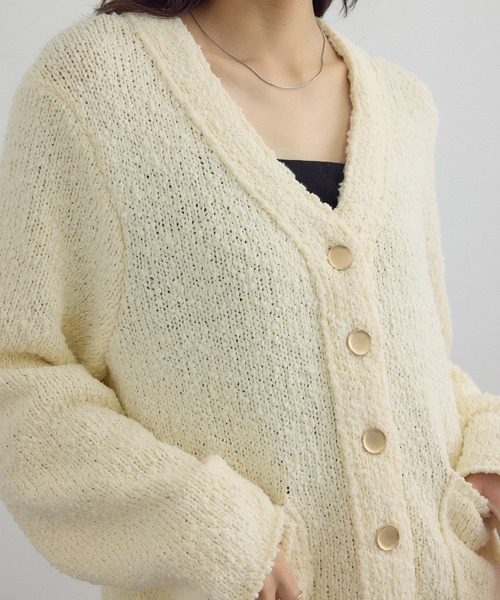 SALON adam et rope'(サロン アダム エ ロペ)の「Vネックジャケットカーディガン(カーディガン/ボレロ・レディース・オフホワイト/ブラック・FREE)」の5枚目の写真