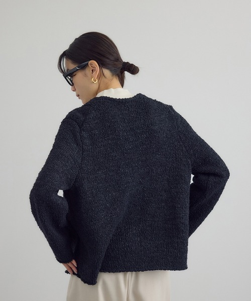 SALON adam et rope'(サロン アダム エ ロペ)の「Vネックジャケットカーディガン(カーディガン/ボレロ・レディース・オフホワイト/ブラック・FREE)」の11枚目の写真