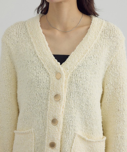 SALON adam et rope'(サロン アダム エ ロペ)の「Vネックジャケットカーディガン(カーディガン/ボレロ・レディース・オフホワイト/ブラック・FREE)」の15枚目の写真