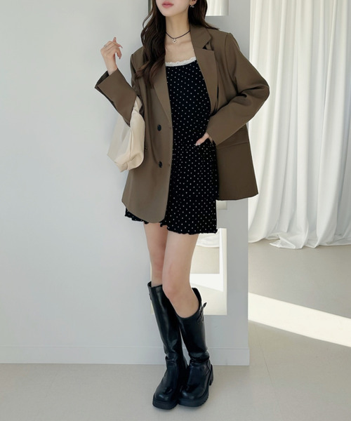 Ada.(エイダ)の「【26SS 先行予約】2way 裾フリルデザイン ドットキャミソール(キャミソール・レディース・オフホワイト/ブラック・FREE)」の7枚目の写真