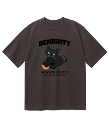 ブラックキャット オーバーサイズ 半袖Tシャツ [ダークグレー]