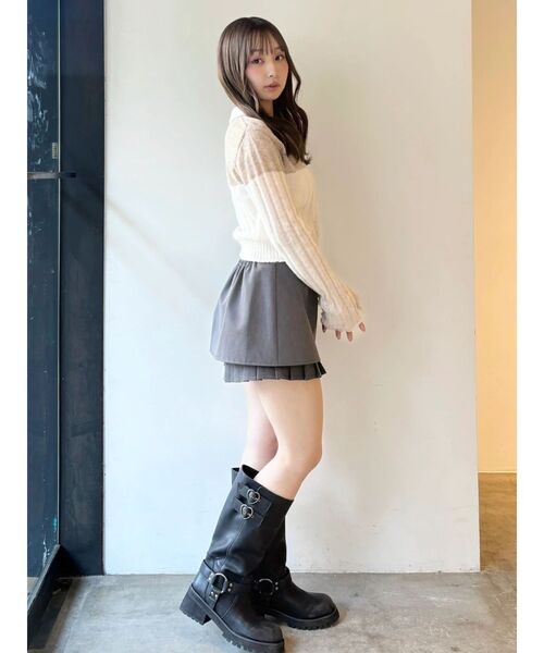 CALNAMUR（カルナムール）の「ラッププリーツショートパンツ（その他パンツ・レディース・グレー/アイボリー・FREE）」の16枚目の写真