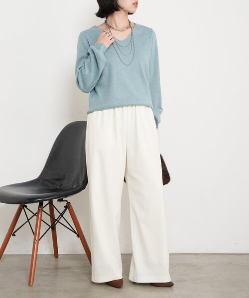 Jena espace merveilleux(ジェナ エスパスメルヴェイユ)の「【ウエストゴム】サテンナローパイピングパンツ(その他パンツ・レディース・ブラック/アイボリー/モカ・FREE)」の5枚目の写真